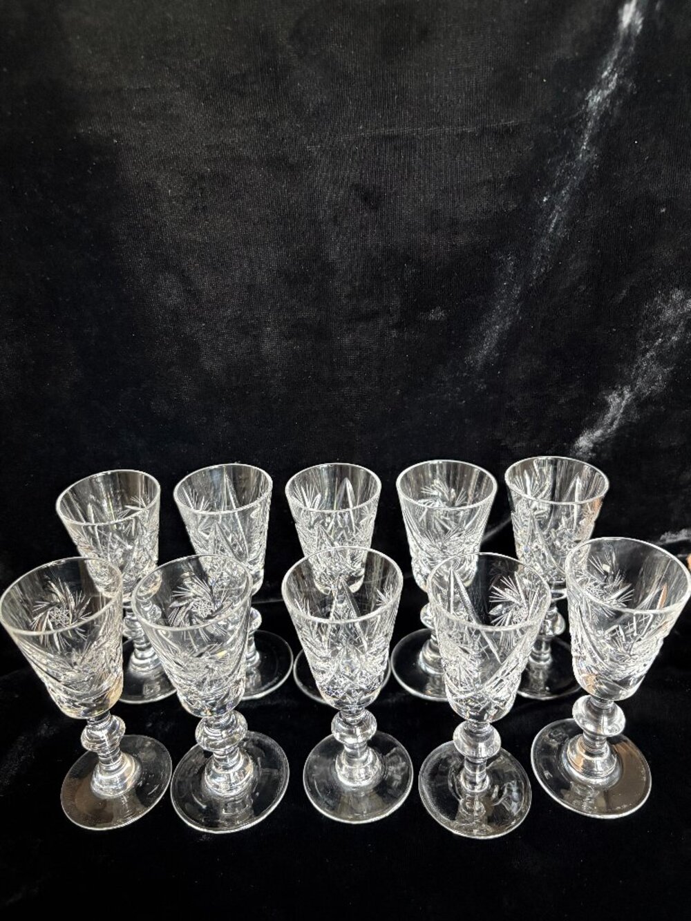 Vintage Ajka Crystal "Csopak" Cordial Glasses - Set of 10 - Made in Hungary